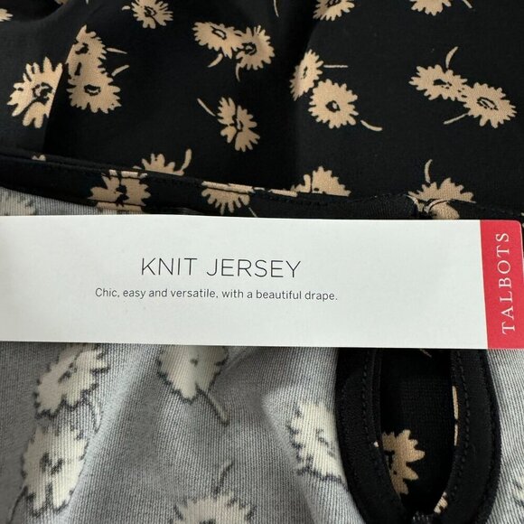 Talbots Knit Jersey Tunic Top 2X Floral Black Tan 3/4 Sleeve Stretch NWT TP-2818 - Picture 10 of 13